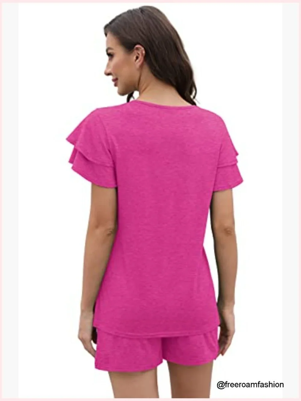 Women's 2 Piece Lounge Set Short Sleeve V Neck Top with Shorts